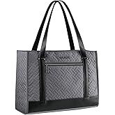 EMPSIGN Laptop Tote Bag for Women 16 Inch, Stylish Computer Shoulder Tote Bag for Work, Large Capacity Quilted Laptop Briefcase, Waterproof Women Business Office Bag, Quilted Grey