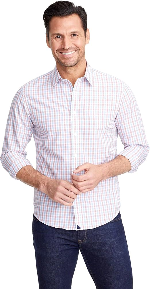 UNTUCKit Mixon Wrinkle Free Untucked Shirt for Men, Long Sleeve, Red