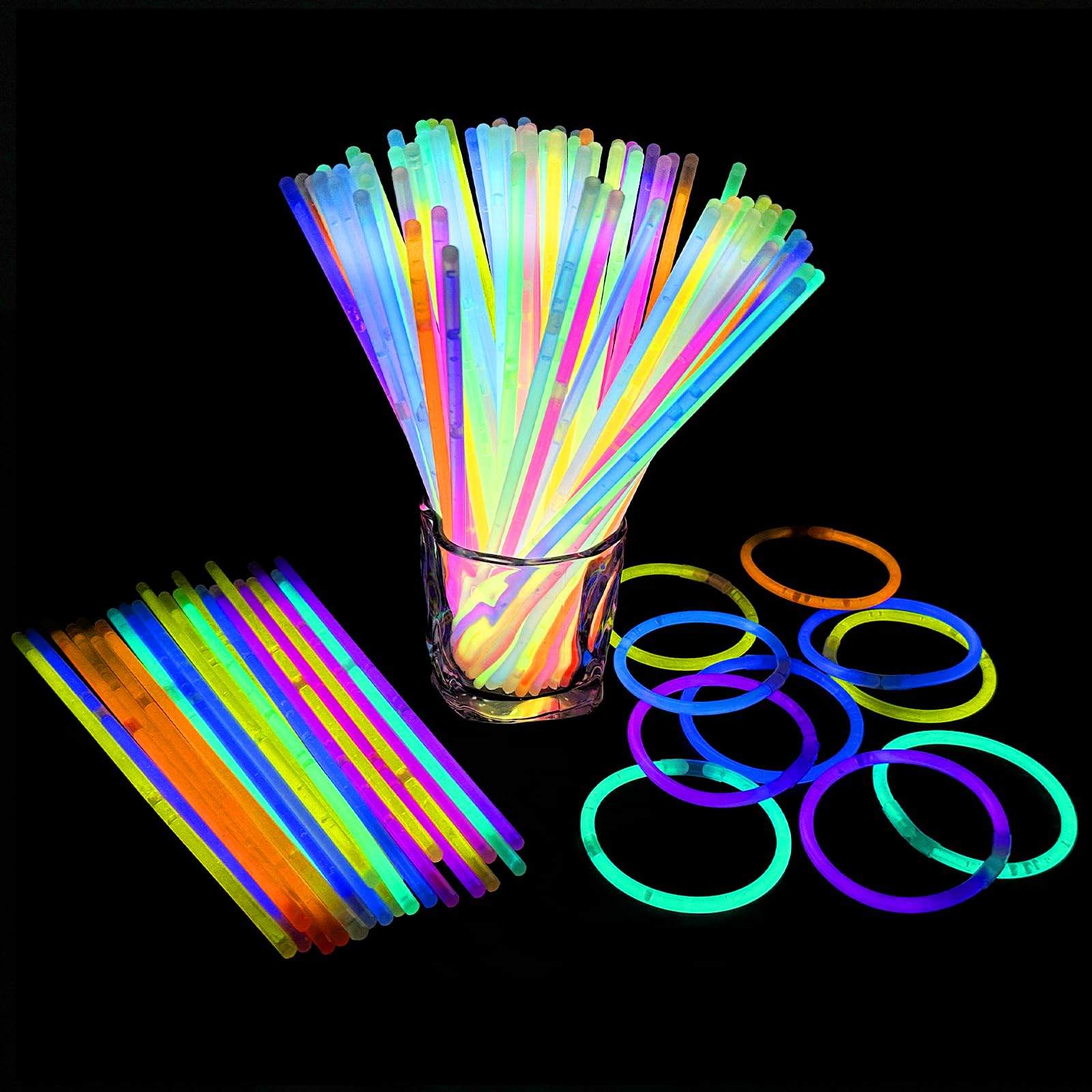 Cymbryxt 120 Pcs Glow Sticks, Glowsticks 20 CM Glow Stick Party Packs with Connectors, Glowsticks Party Pack to Create Glow Stick Necklaces, Glow Stick Bracelets, Glow Sticks Glasses