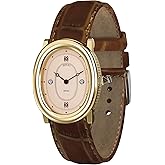 PASCAL Women's Oval Bubble Diamond Watch Leather Strap, Swiss Quartz Ladies Watches, Sapphire Crystal, Diamond Markers, Vintage-Inspired Dress Watch, 3ATM Waterproof (Gift for Her)