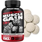 Bully Max 2-in-1 Muscle Builder for Dogs - 9 Amino Acids, Puppy &amp; Dog Vitamins, Supplements for Muscle Gain &amp; Growth - Dog Multivitamin Chewable Tablets for All Breeds &amp; Ages, Made in USA, 30 Tabs