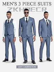Men's Suits Slim Fit 3 Piece Suit Set Denim Blue