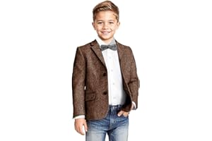 KSWYCT Boys Blazer Classic Jacket for Boy Wedding Retro Herringbone Casual Jacket Formal Tweed Patterned Sport Coat