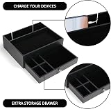 BELLE VOUS Black Valet Tray with Drawer - 7 Compartment Organiser view 3