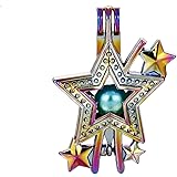 10pcs Colored Stars Pearl Beads Cage Locket Pendant-Add Your Own Pearls, Stones, Crystals, Rock to Cage, Add Perfume Or Essential Oil to Create a Scent Diffusing Locket Pendant Charms (Stars)
