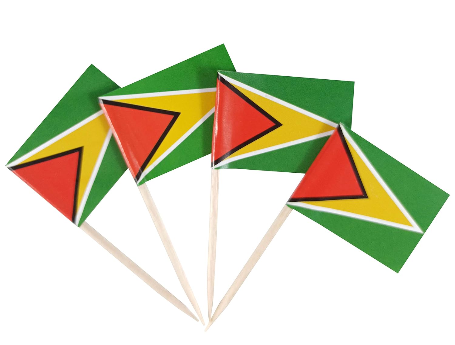JBCD Guyana Flag Toothpicks Guyanais Flags 100 Pcs Cupcake Toppers Flag Tooth picks Small Mini Stick paper flags Picks Party Celebration Cocktail Food Bar Cake Flags