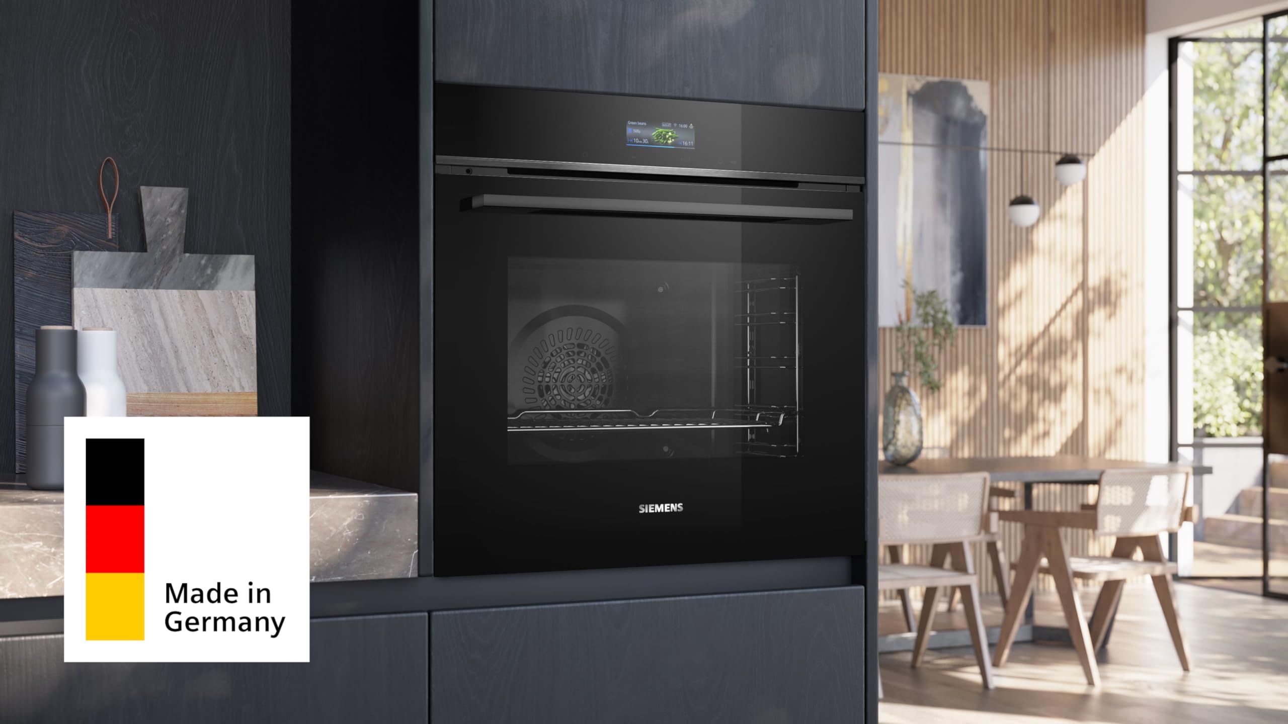Siemens HB772A1B1 iQ700 Einbau-Backofen, 60 x 60 cm, Made in Germany, TFT-Full-Touchdisplay, Backofenassistent, activeClean, cookcontrol Plus, 3D Heißluft, Schnellaufheizung & coolStart, Home Connect 2
