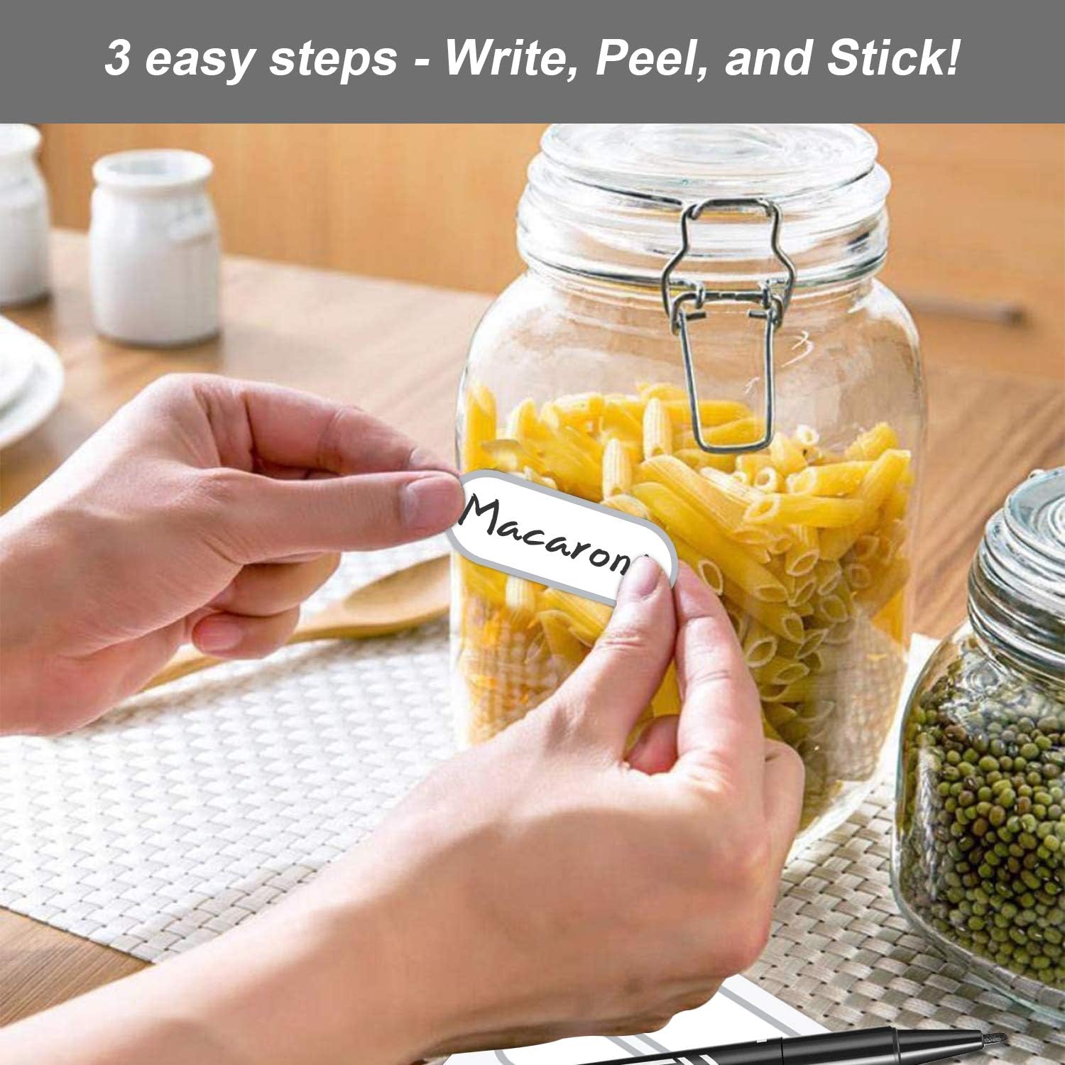 JaoNanl Waterproof Pantry Labels Stickers (192 Pieces - 4 Sizes, Silver, Mini,Small,Medium,Large - Image 5