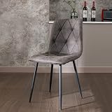Artist Hand Set of 4 Dining Chairs Grey Faux Suede Upholstered Seats Solid view 9