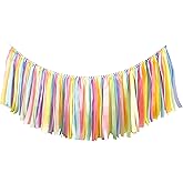 Kingsnow Highchair Banner Birthday Ribbon Garland 40 inches Chair Tutu Skirt for Ice Cream Party Decor,Baby Shower,Photo Booth Props,Classroom Decor and Girl Birthday