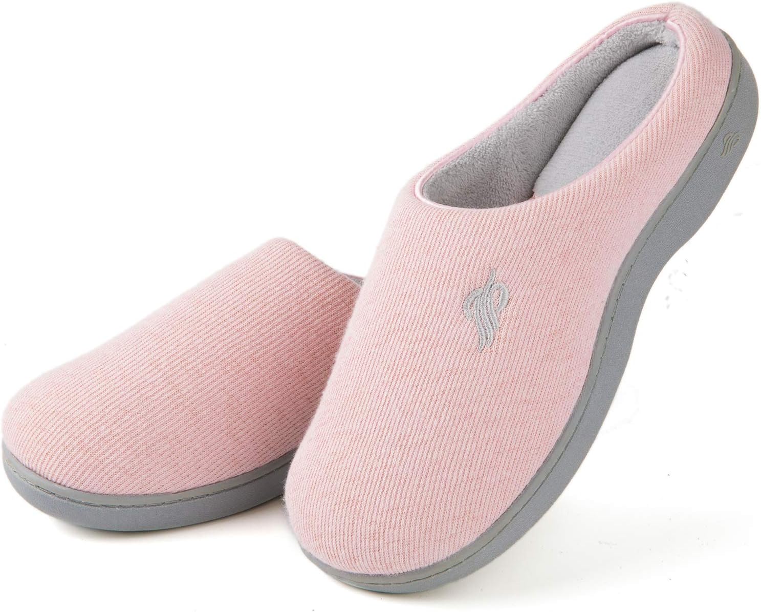 Women's Lightweight Slippers with Cozy Memory foam, Ladies' Summer Closed Back House Shoes, Indoor Outdoor Non-skid Rubber Sole, Light Pink, 9 US