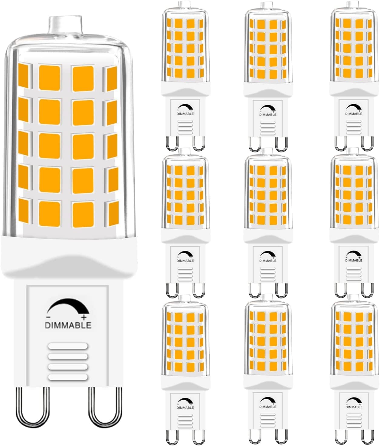 GOHDLAMP 10 Pack G9 LED Bulb Dimmable, 40W Equivalent T4 Chandelier Light Bulb 4W 2700K Warm White 450 Lumen, Bi-pin G9 Base Replacement for Home Lighting — image 1