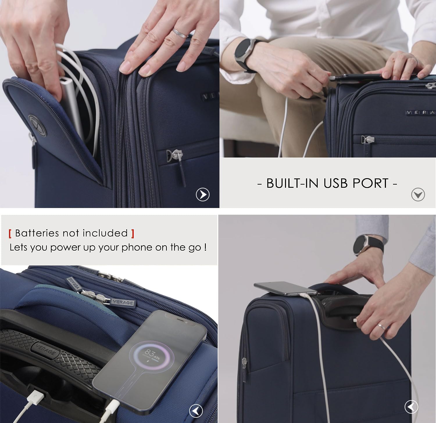 Verage Underseat Carry On Luggage with Wheels & USB Port,14 inch Wheeled Spinner Carry-on Luggages Bags for Airlines, Lightweight Overnight Suitcase for Men Women (14-Inch Compact Underseat Pro)