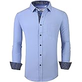 Alex Vando Mens Dress Shirt Wrinkle Free Regular Fit 4-Way Stretch Button Down Shirts