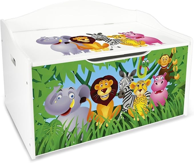 Children's Storage Bench XL Child Chest Bench Motif Jungle Animals Toy