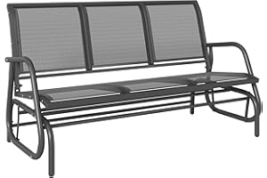 Outsunny 3-Seat Outdoor Glider, Patio Glider Outdoor Bench with Steel Frame, All Weather Breathable Mesh Seat for Garden, Bac