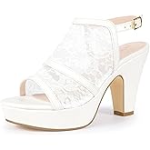 Perphy Platform Open Toe Chunky Heel Lace Sandals for Women