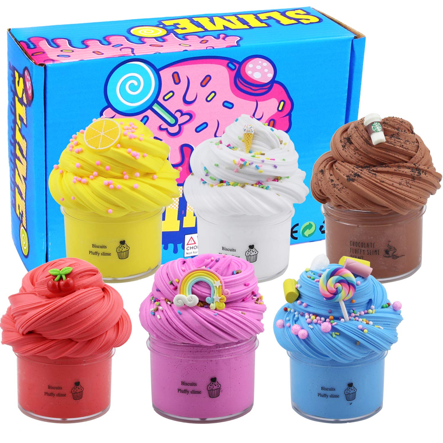 Buy Upgrade 6 Pack Slime Toys Kit with Lemon,Rainbow, Ice Cream, Cherry