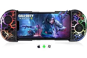 arVin Mobile Gaming Controller for iPhone Android PC, Wireless Gamepad with 8 Color RGB Lights/Unique Crack/Turbo/Hall Effect Joystick for iPhone 15/14/13/iPad/iOS/Galaxy 23/22/21/Tablet/Call of Duty