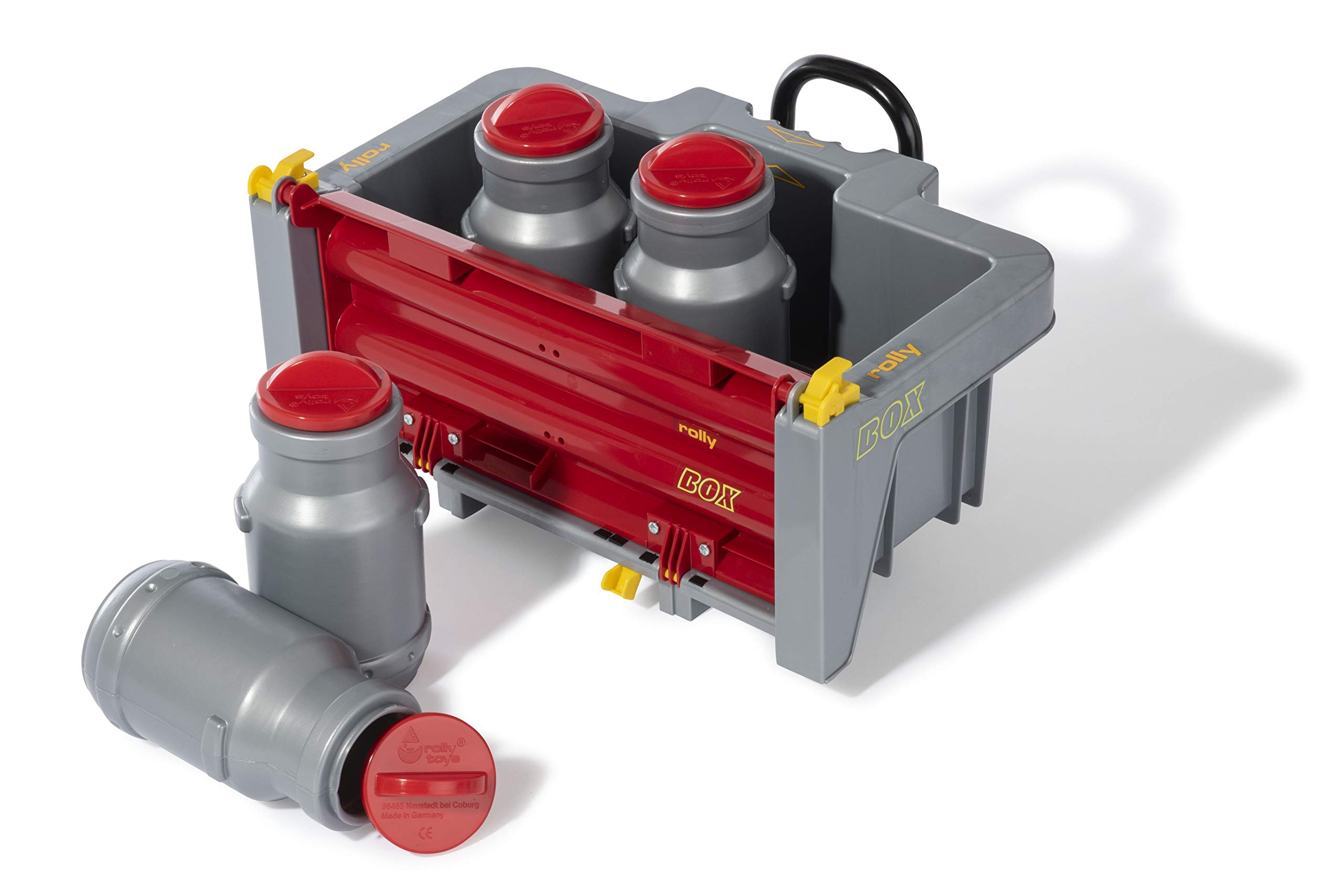 ROLLY TOYS 408894 Tretfahrzeuge rollyBox with Milk cans Transport Pedal Tractor (3-10 Years, Trough tiltable, Tailgate Off.), Red-Silver