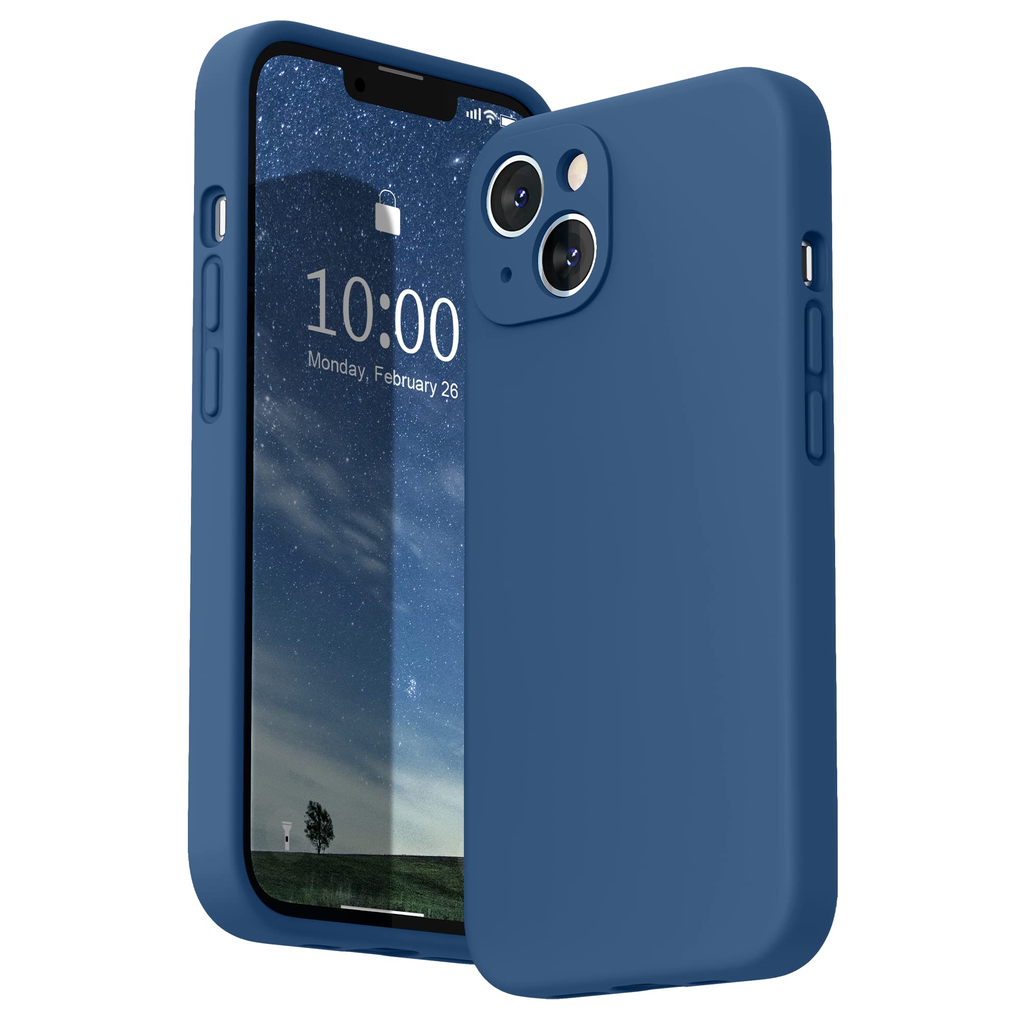 SURPHY Compatible with iPhone 13 Case with Screen Protector, Liquid Silicone Protection for Each Lens Shockproof Thickened Rubber Cover for iPhone 13 6.1 inch 2021, Blue Jay — image 1