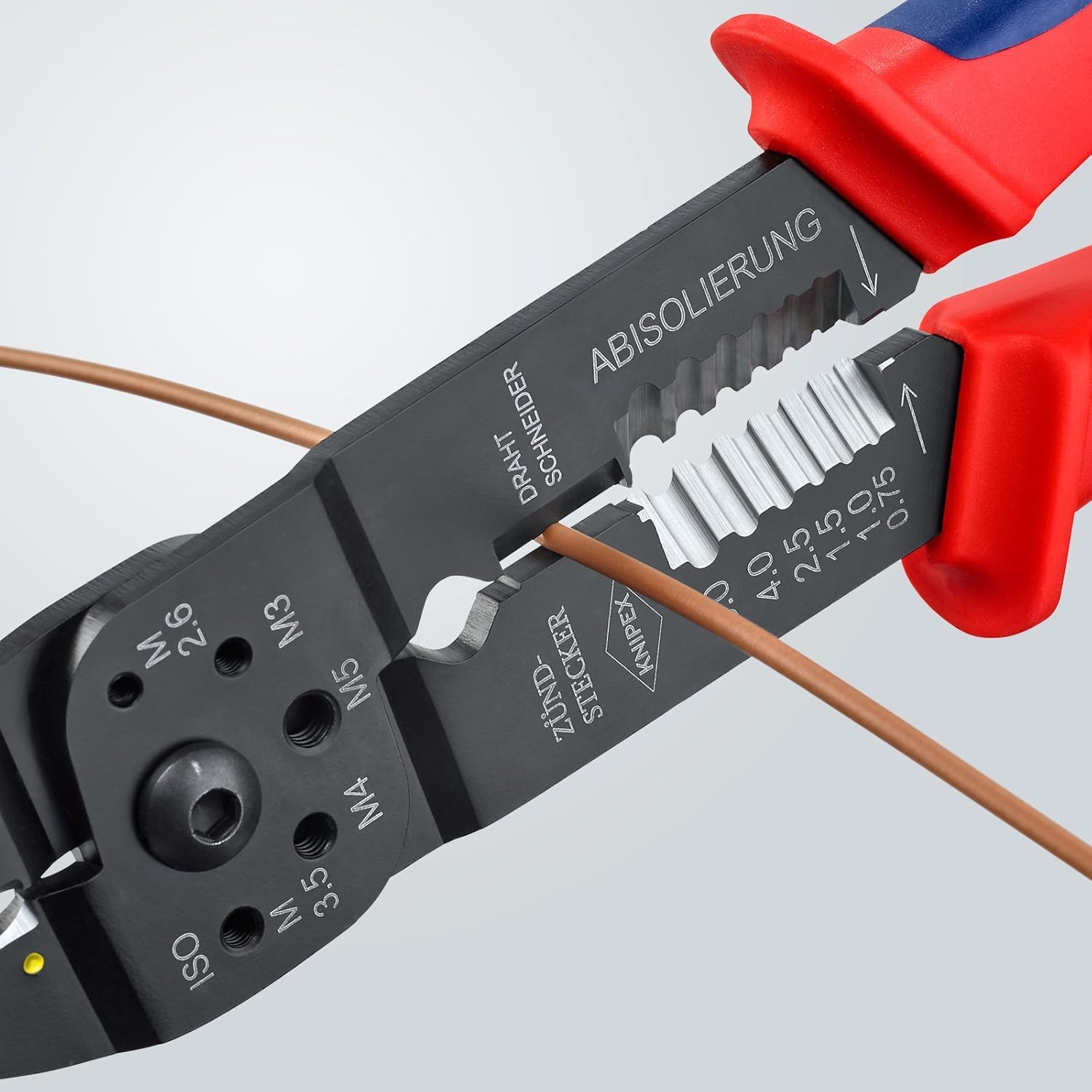 KNIPEX Crimping Pliers, 0.5-6.0 mm², F Crimp, for Insulated Cable Connectors with Stripping and Cutting Function - Image 5