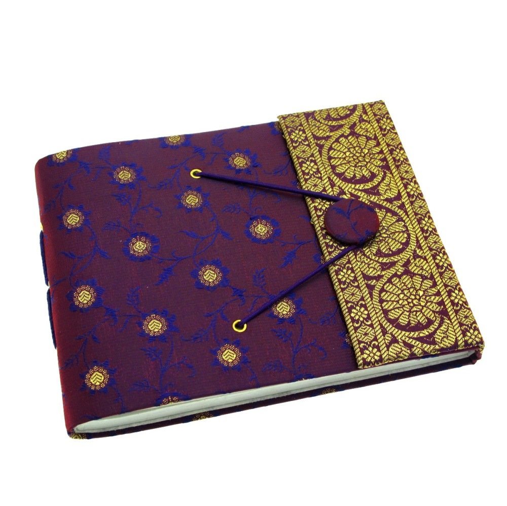 Paper High Sari Fabric Cover Photo Album Small | Purple | 30 Pages to fit 30 6x4 Photos | Fair Trade & Handmade | Scrapbooking and Crafting Picture Album