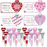 BAISDY 24pcs Valentines Pens, Fun Pens Multicolor Ballpoint Pens with Gift Cards, Valentines Day Gifts for School Party Classroom
