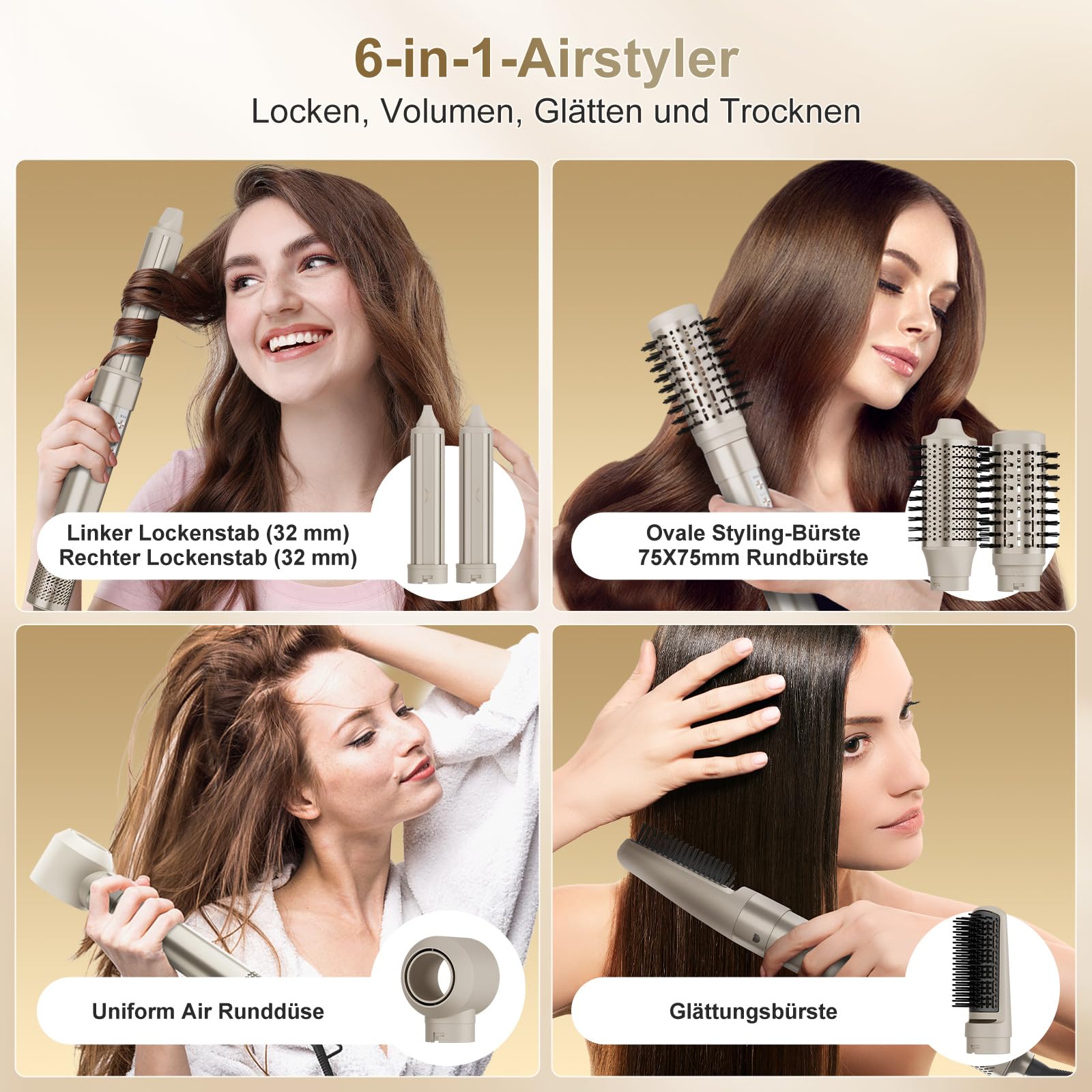 7MAGIC 6 in 1 Airstyler, Hairstyler, Lockenstab Auto-Wrap, Stylen Sie Beach Wave, Ionen Föhn, Professioneller Rundbürstenföhn,Glätteisen, für Besondere Anlässe, Reisen 2