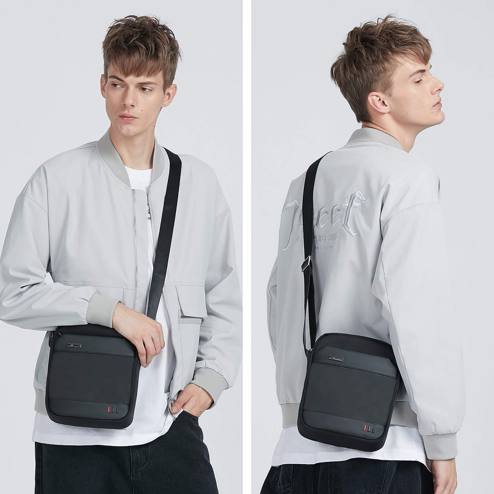 BAIGIO Shoulder Bag for Men Crossbody Messenger Bag Small Canvas Man Purse Casual Lightweight Side Sling Bag Satchel Bag for School Work Business Travel Black