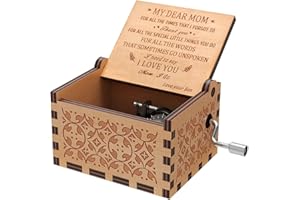 BOLUNLUN You are My Sunshine Music Box, Gift for Mom from Son, Wood Laser Engraved Vintage Music Boxes, Unique Best Gift for Mother's Day, Birthday/Christmas (Son to Mom)