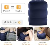 Maliton Inflatable Airplane Footrest Navy Blue Adjustable Travel Pillow view 3