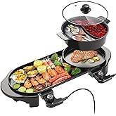 BOEASTER Electric Hot Pot with Grill Indoor Korean BBQ Grill Shabu-shabu Hotpot, Removable Hotpot Pot W/Large Capacity Baking