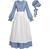 LTAKK Colonial Dress Women Pioneer Costume Pilgrim Prairie Dresses Floral Civil War Dress