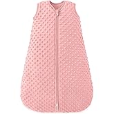 FILLEEP Fleece Baby Sleep Sack 6-12 Months 2.5 Tog with Plush Dots, Winter Baby Wearable Blanket for Infant Toddler Sleeping Sack 2-Way Zipper Warm Sleepsack, Pink