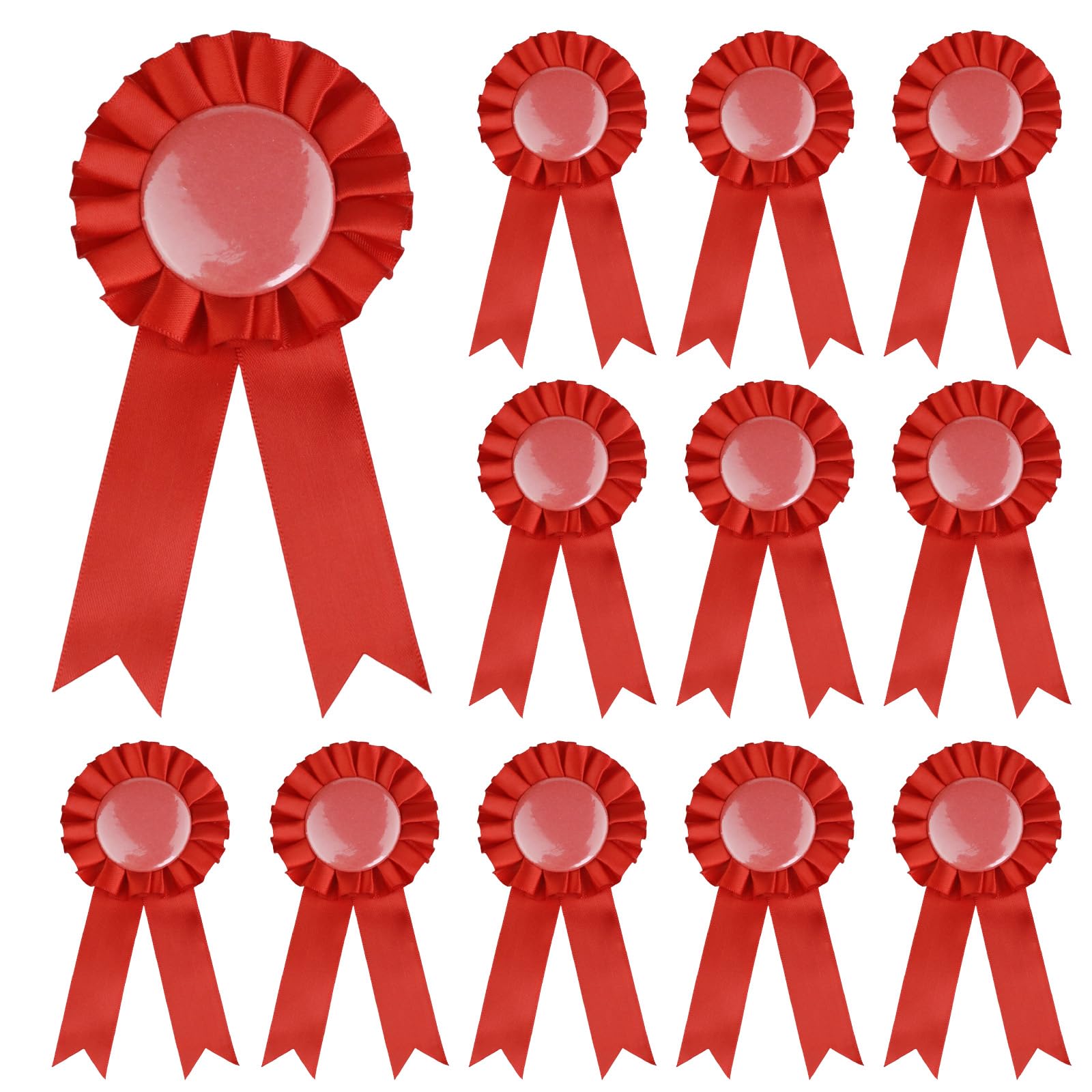 Photo 1 of 12 Pieces Blank Award Ribbon 1st 2nd 3rd Place Rosette Ribbon Award Medal Victory Ribbon for Competition Classroom Sport Event DIY Party Accessory(Red)