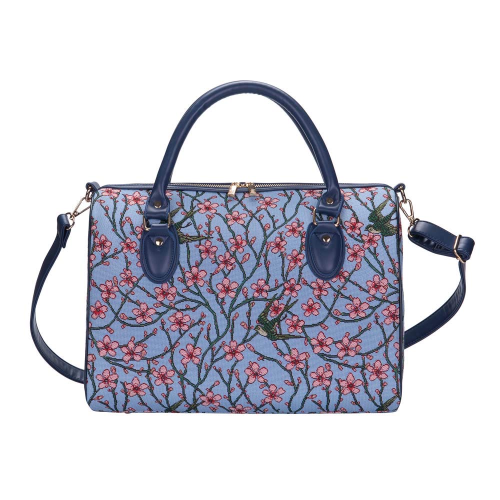 Signare Tapestry Duffle Bag Overnight Bags Weekend Bag for Women (Blossom and Swallow; TRAV-BLOS)
