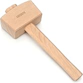GREBSTK Solid Beech Wood Mallet for Home Bartending &amp; Workshop | Unfinished natural wood, sweat-absorbing non-slip grip, raw tactile texture, no varnish or oil, precise control for tasks