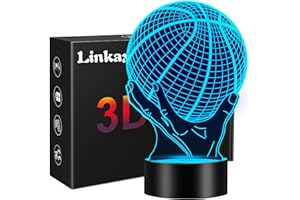 Linkax Basketball Gifts for Boys Girls, Birthday Gifts for Boys, Toys for Ages 8-13, Light Up Basketball 3D Illusion Night Light with 16 Color Changing, Basketball Accessories Stuff Gift for Sport Fan