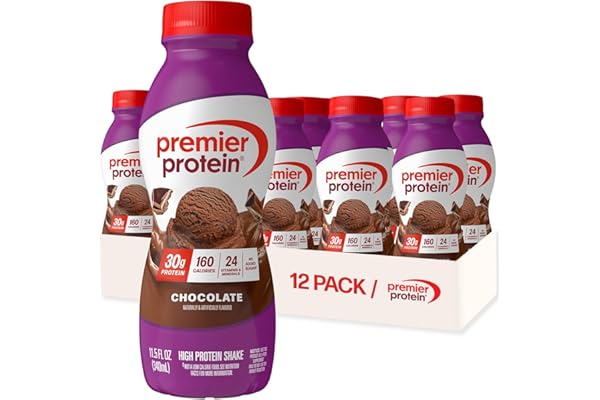 Premier Protein Shake, Chocolate, 30g Protein, No Added Sugar, 24 Vitamins & Minerals to Support Immune Health, Gluten-Free,11.5 fl oz (12 Pack)