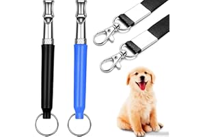 CIDBEST 2Pcs Dog Whistle, Dog Whistle to Stop Barking Neighbors Dog, Adjustable Ultrasonic Silent Dog Whistle, Professional Ultrasonic Dog Whistle to Stop Barking, with Lanyard, Black＆Blue