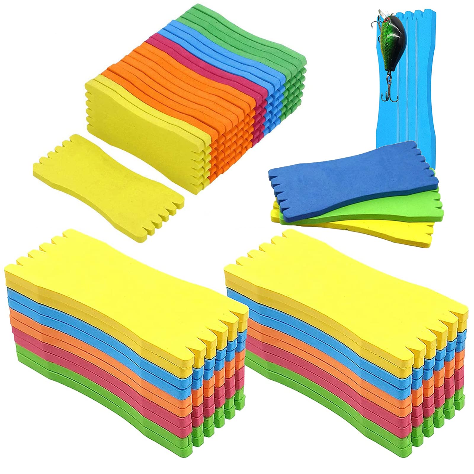 GZLCEU Pack of 40 fishing winders, lightweight foam leader winders for holding fishing lines and fishing hooks, comfortable fishing tour (random colour)