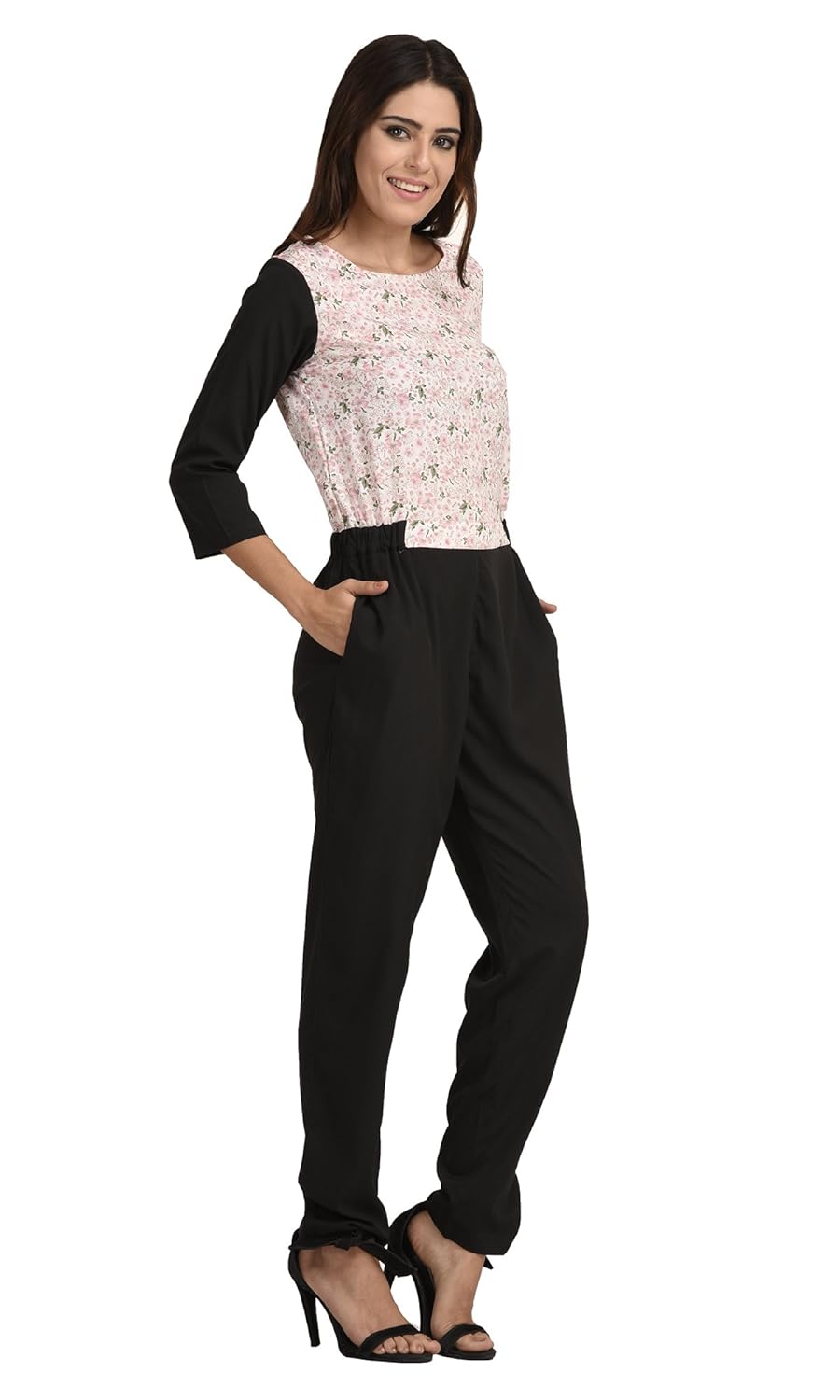 the gud look women's mix & match pink lilly print jumpsuit