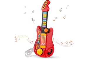 TWFRIC Kids Guitar 2 in 1 Musical Instruments for Kids Piano Toddler Toy Guitar with Strap Electric Guitar for Kids Music Toys for 3 4 5 Year Old Boys Girls Gifts (Red)