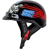 CARTMAN Half Helmet Large, DOT Approved Flag Skull Graphics for Adult | Half helmet, crisp graphics. Adult/Teen. DOT ABS, vented, weatherproof, adjustable. Goggles/gloves. Street, dirt, snow.