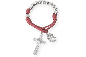 Nazareth Store Strong Military One Decade Paracord Rosary Silver Beads Pocket Car Rosary Pray For Us St. Joseph Medal & St. Benedict Cross