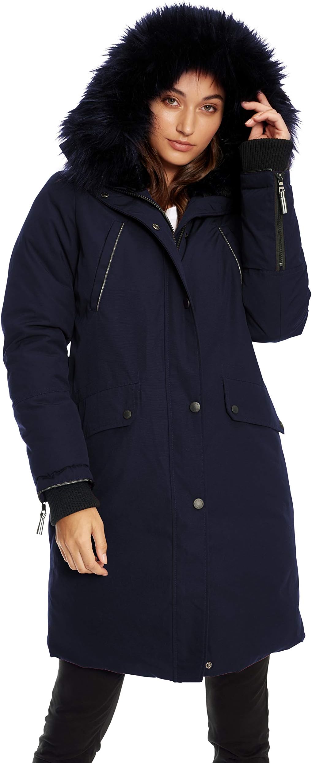 ALPINE NORTHWomen’s Vegan Down Long Parka Jacket - Water Repellent, Windproof, Warm Insulated Winter Coat with Faux Fur Hood