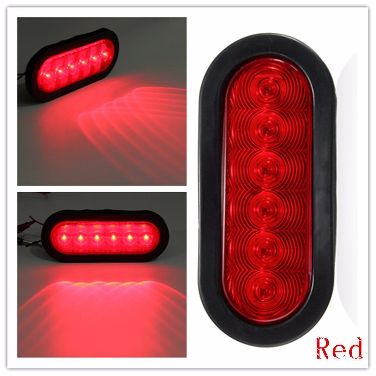 AMBOTHER 6 LED Brake/Stop/Turn Signal Rear Lights Waterproof for Truck(Red