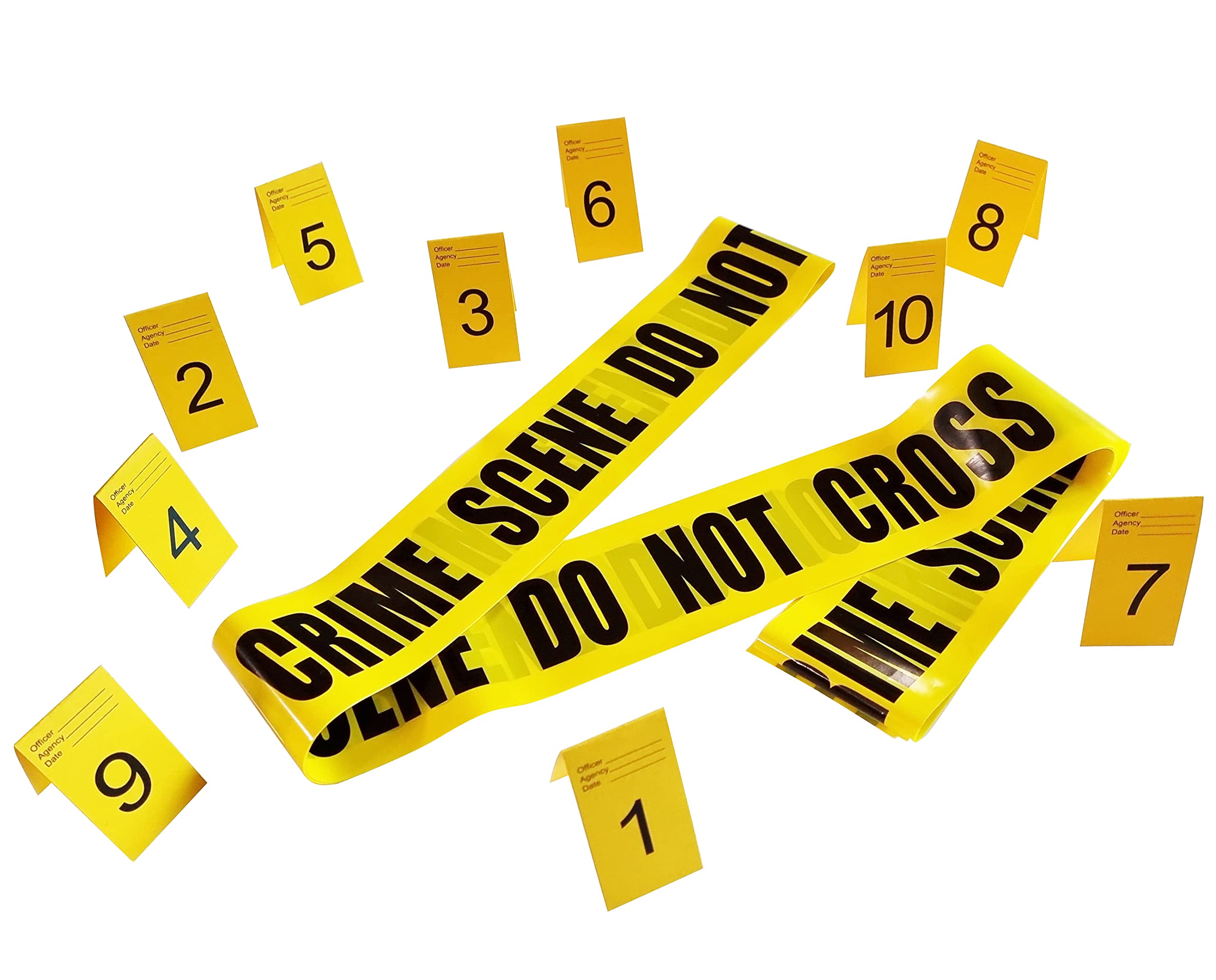 Kobe1 Crime Scene Do Not Cross Novelty Barrier Tape (6m) and Photo Evidence Markers Frames.Cards1-10 (7cm x 4cm).