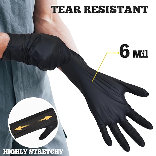 TITANFLEX DISPOSABLE NITRILE EXAM GLOVES – 6-MIL, BLACK, LARGE 100-CT BOX, HEAVY DUTY, LATEX FREE, FOOD SAFE FOR COOKING & FOOD PREP(L)